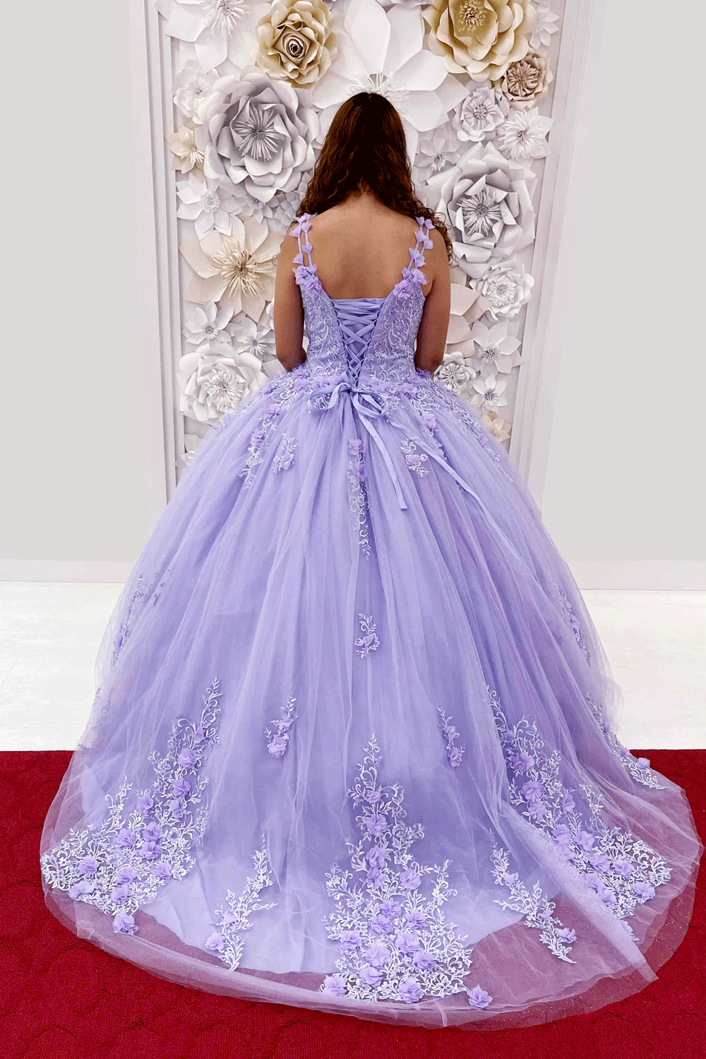 3D Flower Applique Sweet 16 Gown in Lavender