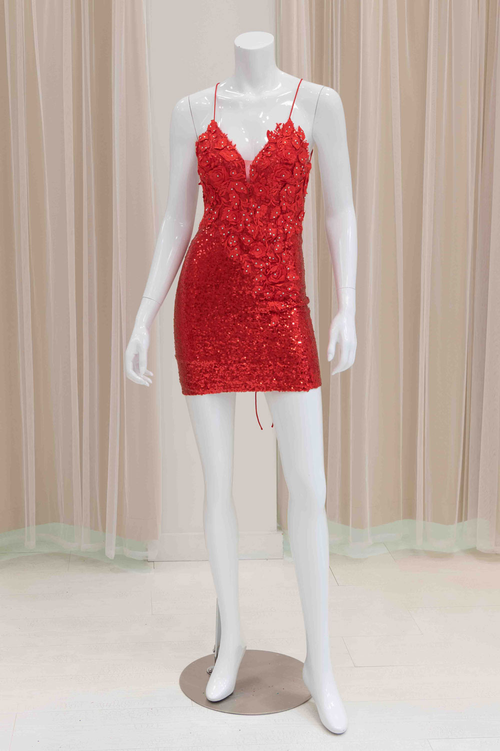 Red Tie Back Homecoming Dress
