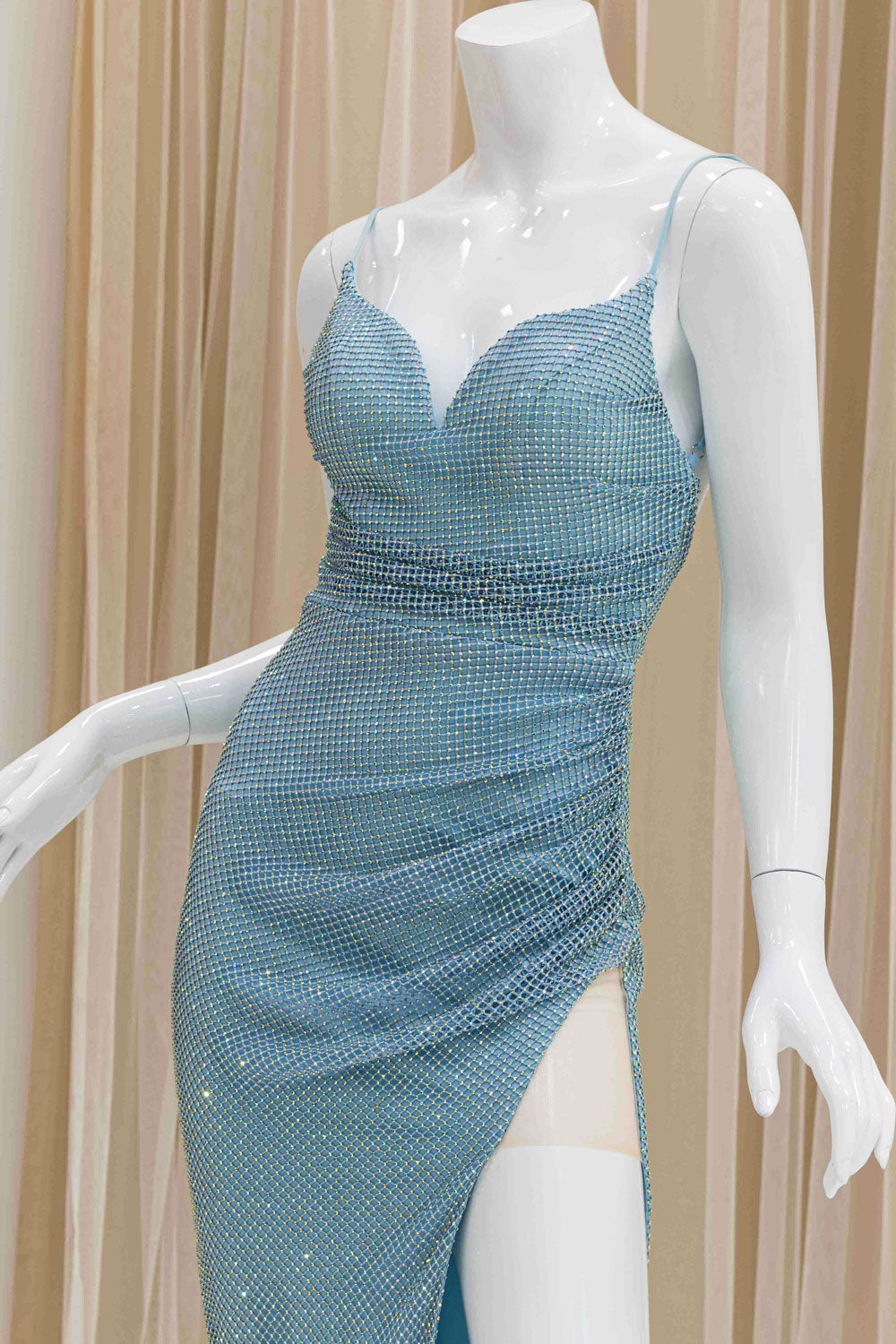 Sparkly Rhinestone Prom Dress in Baby Blue