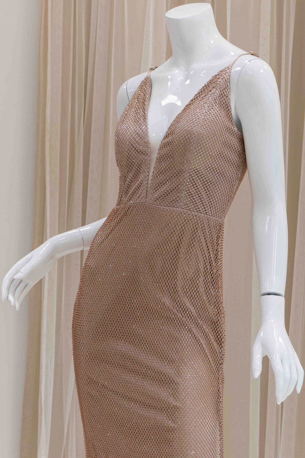 Simple Sparkly Evening Dress in Nude