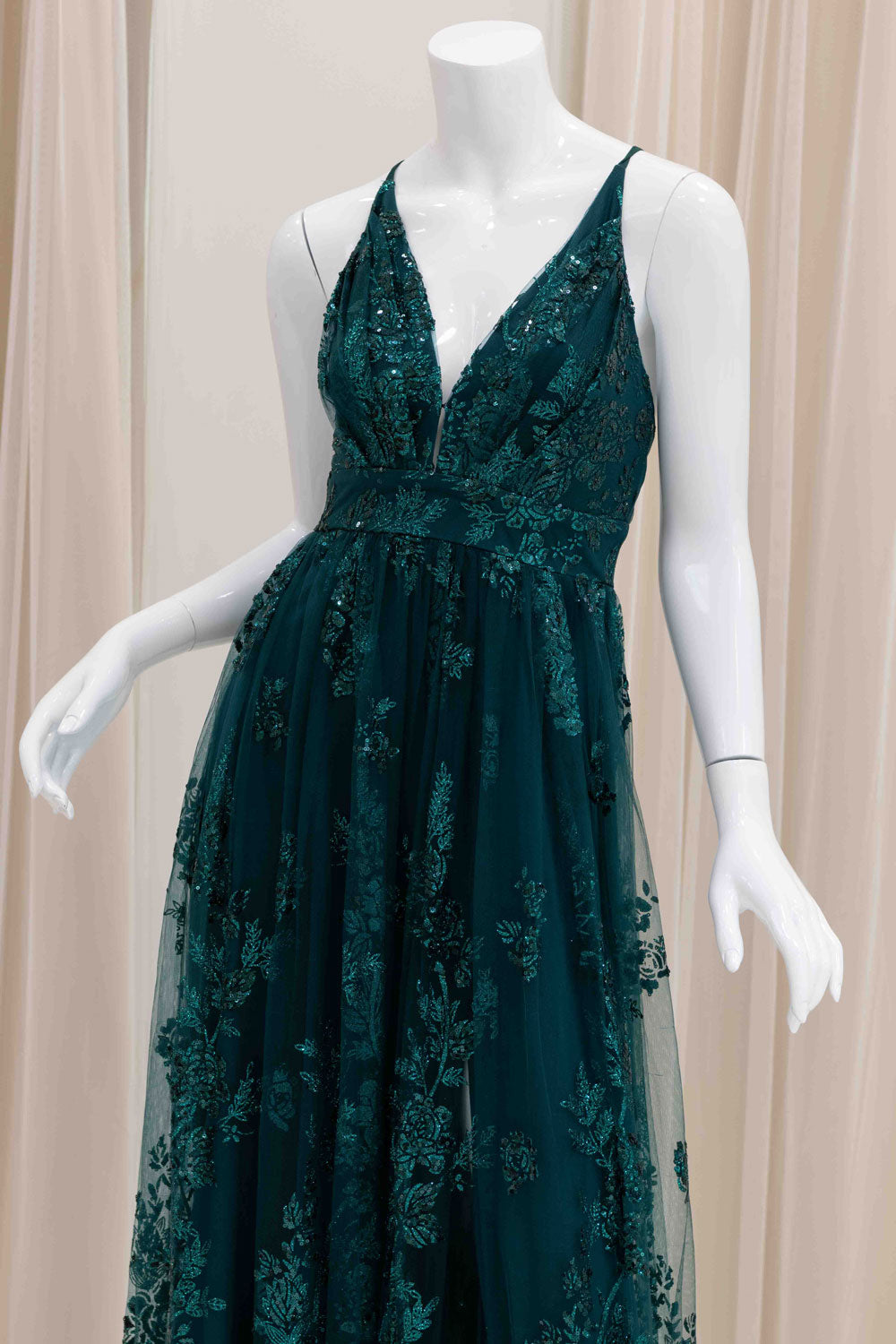 Glitter Sundress for Wedding Guest in Green