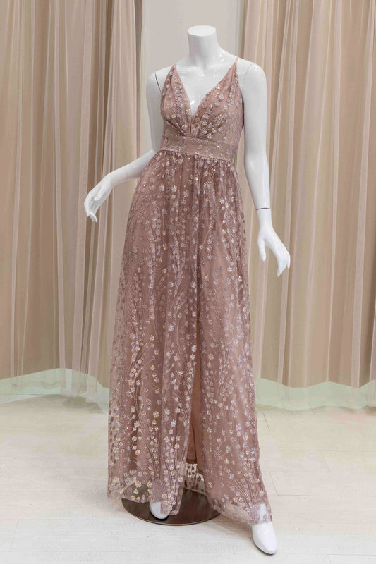 Glitter A-line Sun Dress in Mauve