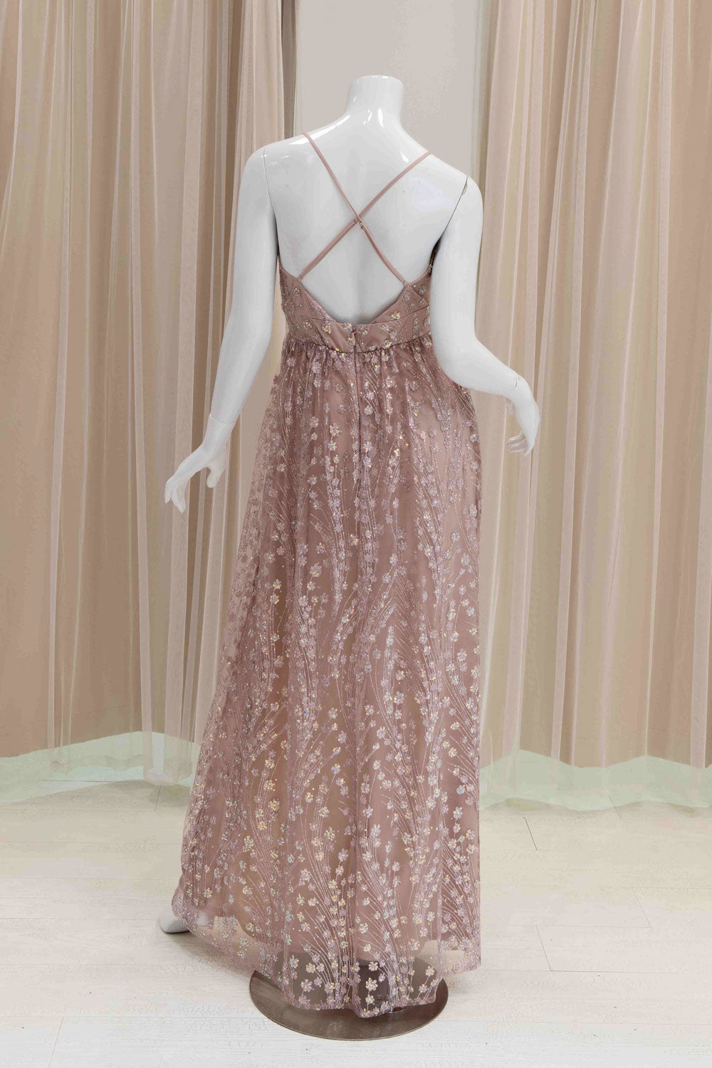 Glitter A-Line  Wedding Guest Dress in Mauve