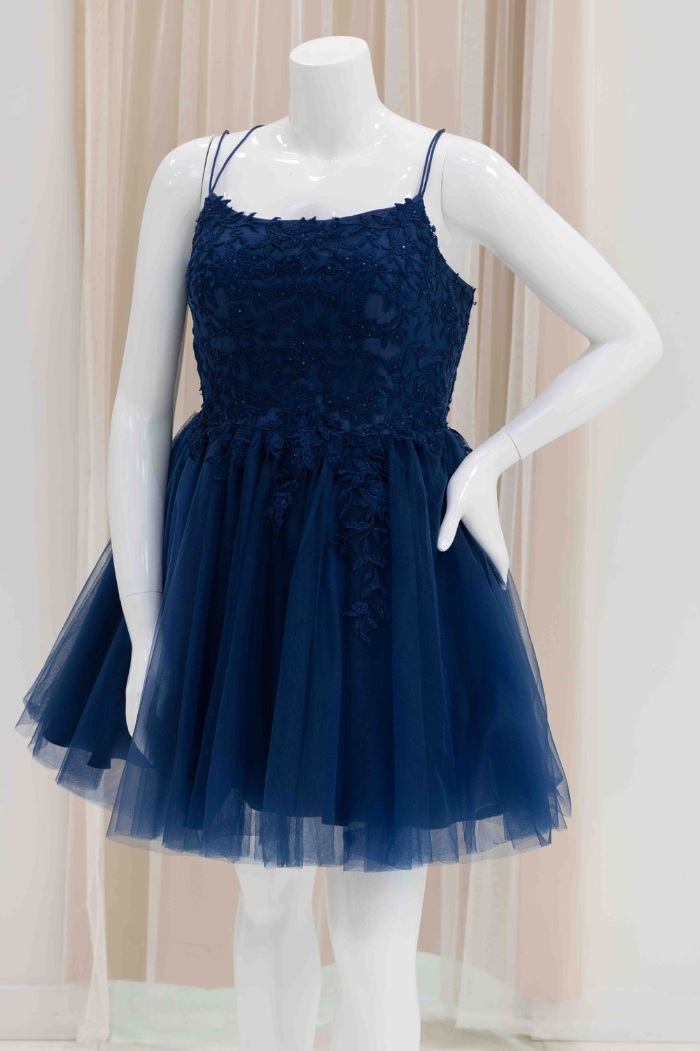 Short Tulle Cocktail Dress in Navy Blue