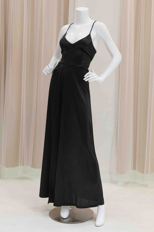 Simple Satin Tie Back Maxi Dress