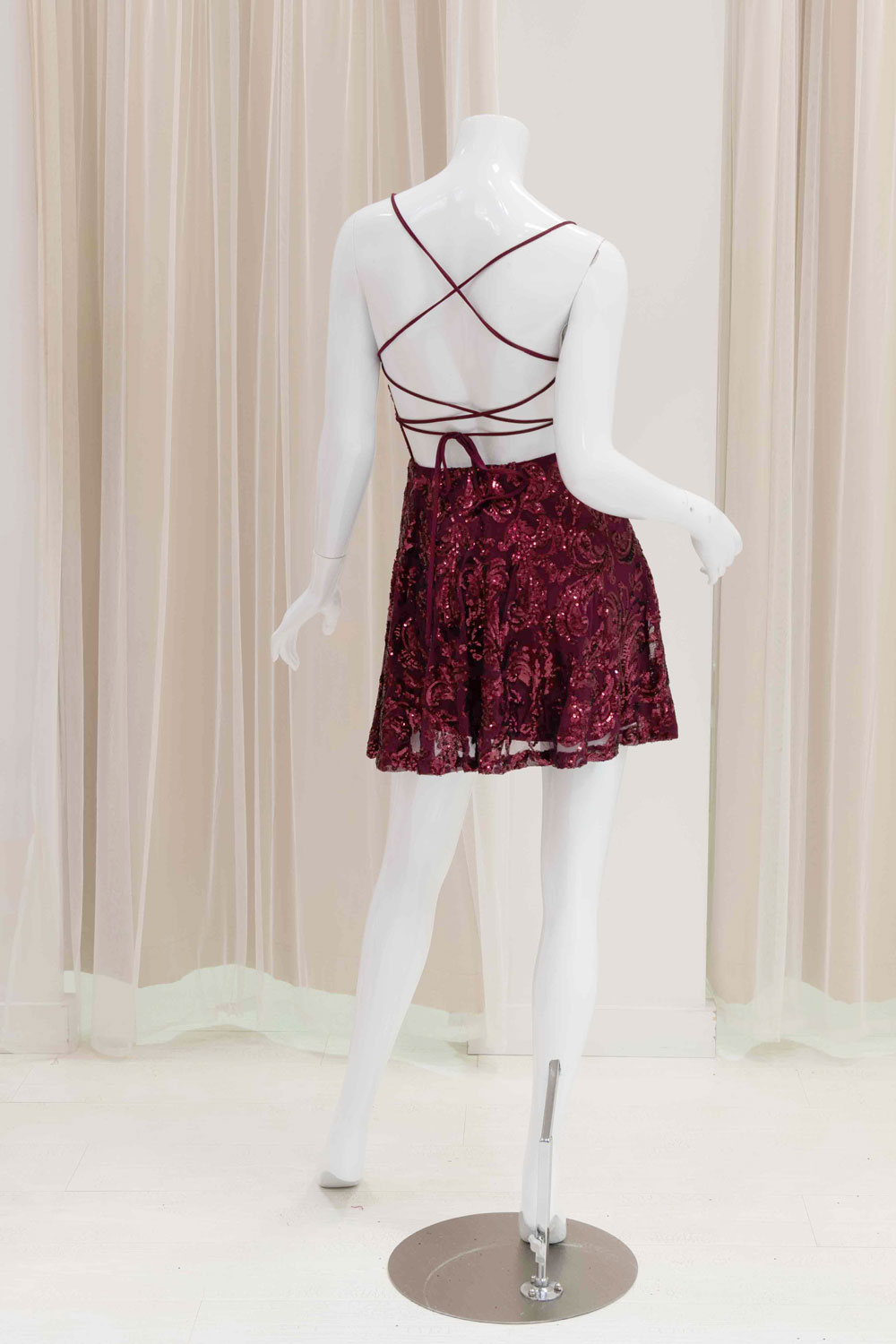 Fit and Flare Cocktail Dress in Burgundy