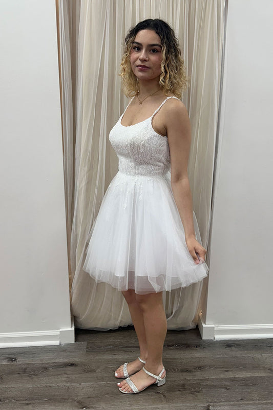 Joycelyn Fit and Flare Dress in White