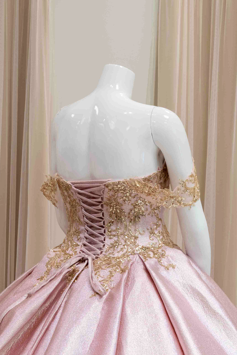 Pink and Gold Prom Ball Gown
