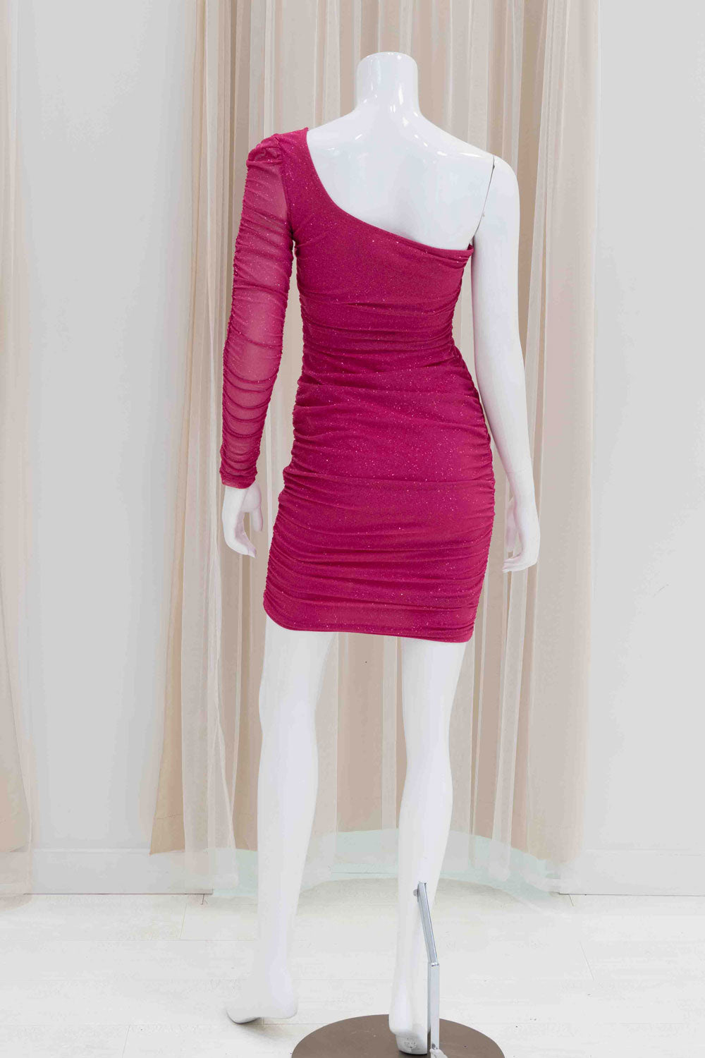 Hot Pink Glitter Stretch Cocktail Dress