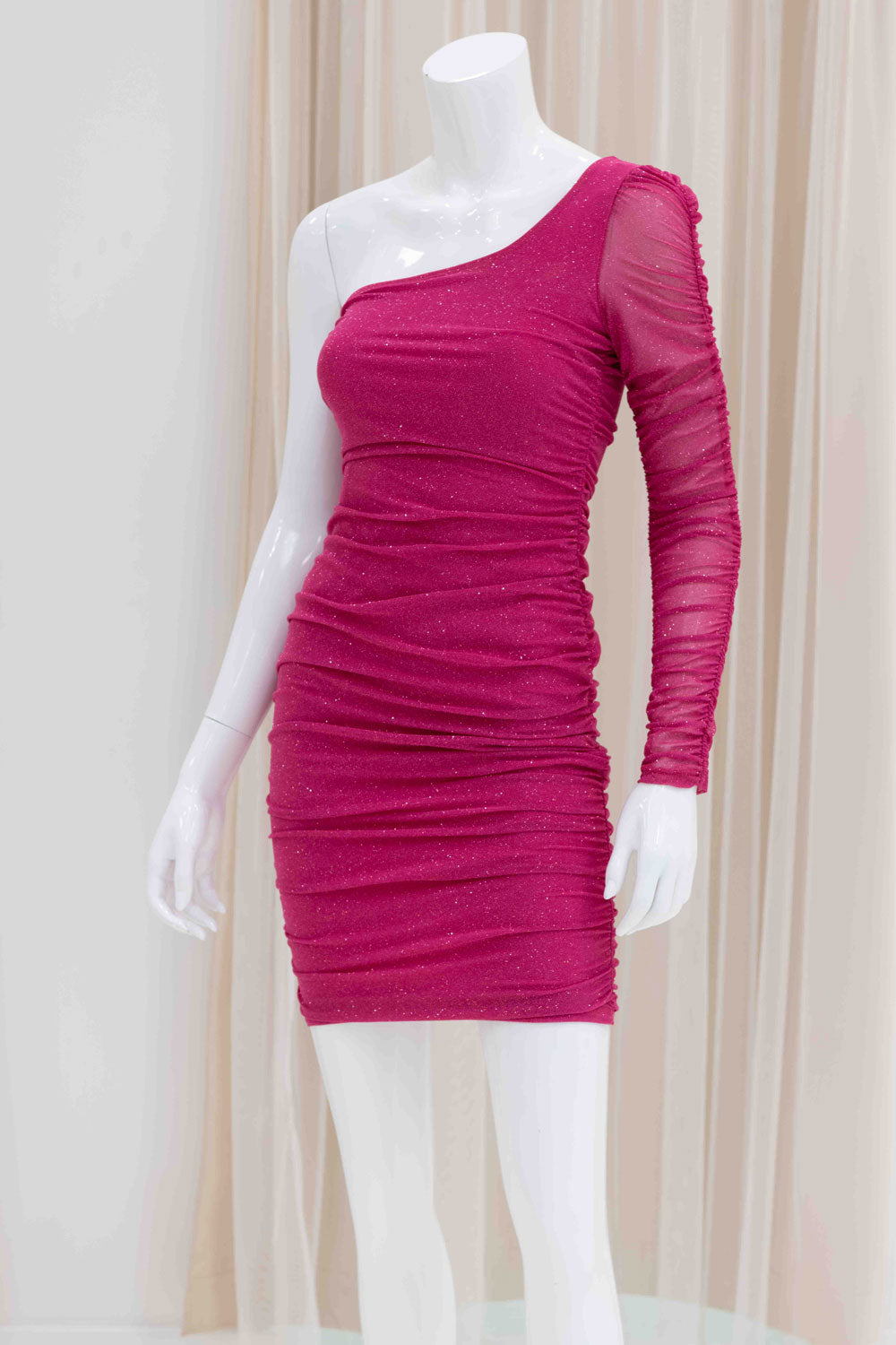 Hot Pink Short Tight Glitter Party Dress