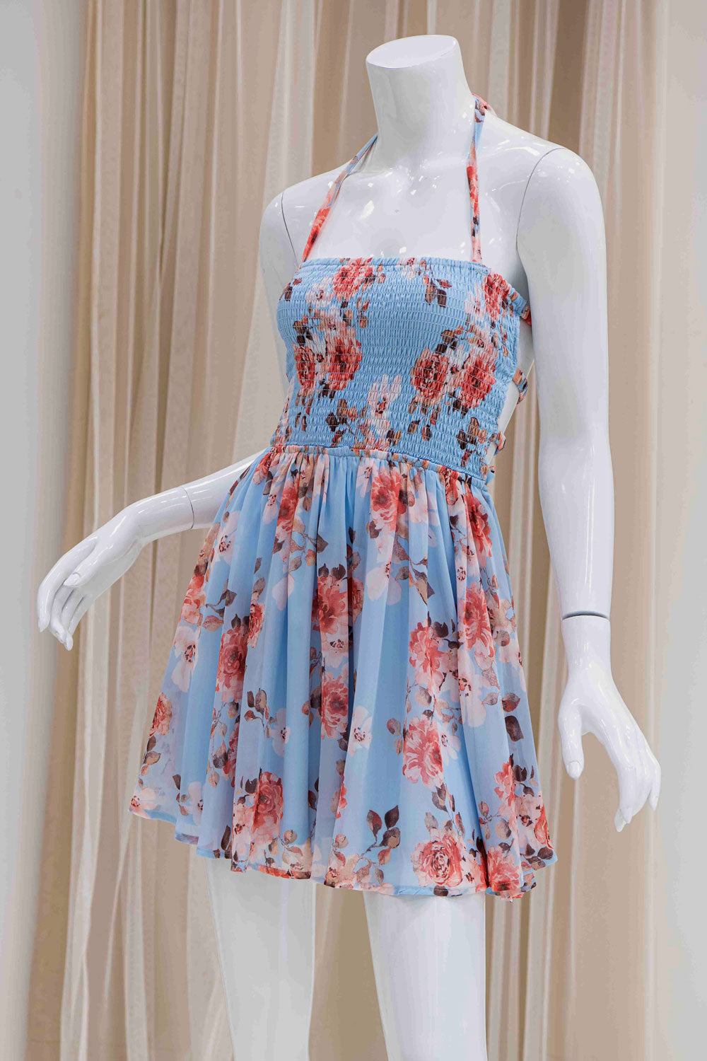 Summer Floral Chiffon Fit and Flare Dress