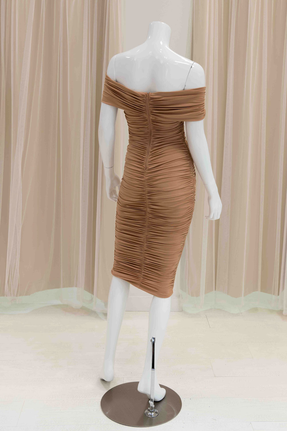 Nude Midi Dress for a Wedding Guest