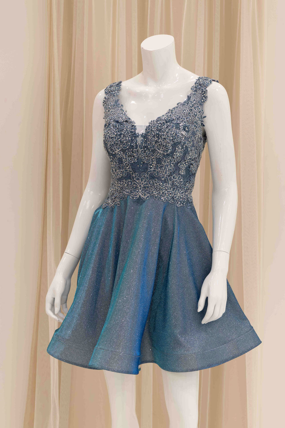 8th Grade Dance Short Formal Dress in Blue