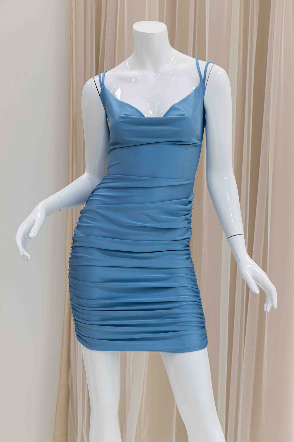 Light Blue Stretchy Tie Back Mini Dress