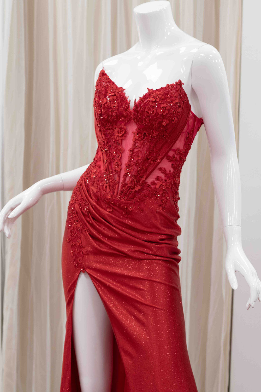 Strapless Corset Prom Dress in Red