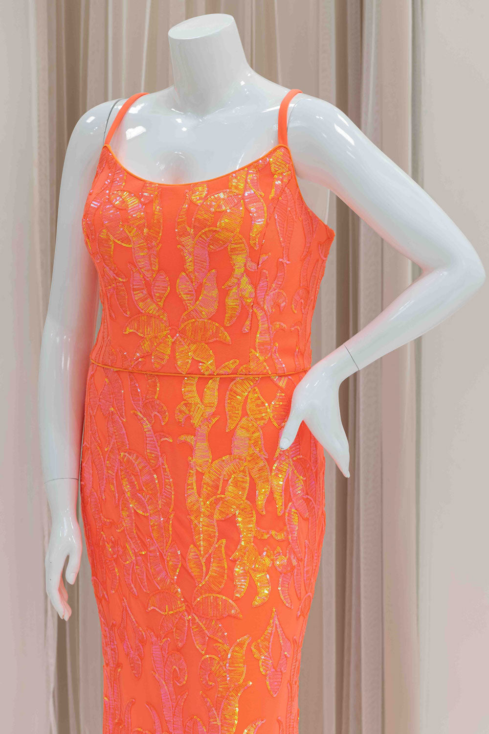 Sequin Plus Size Prom Dress in Orange