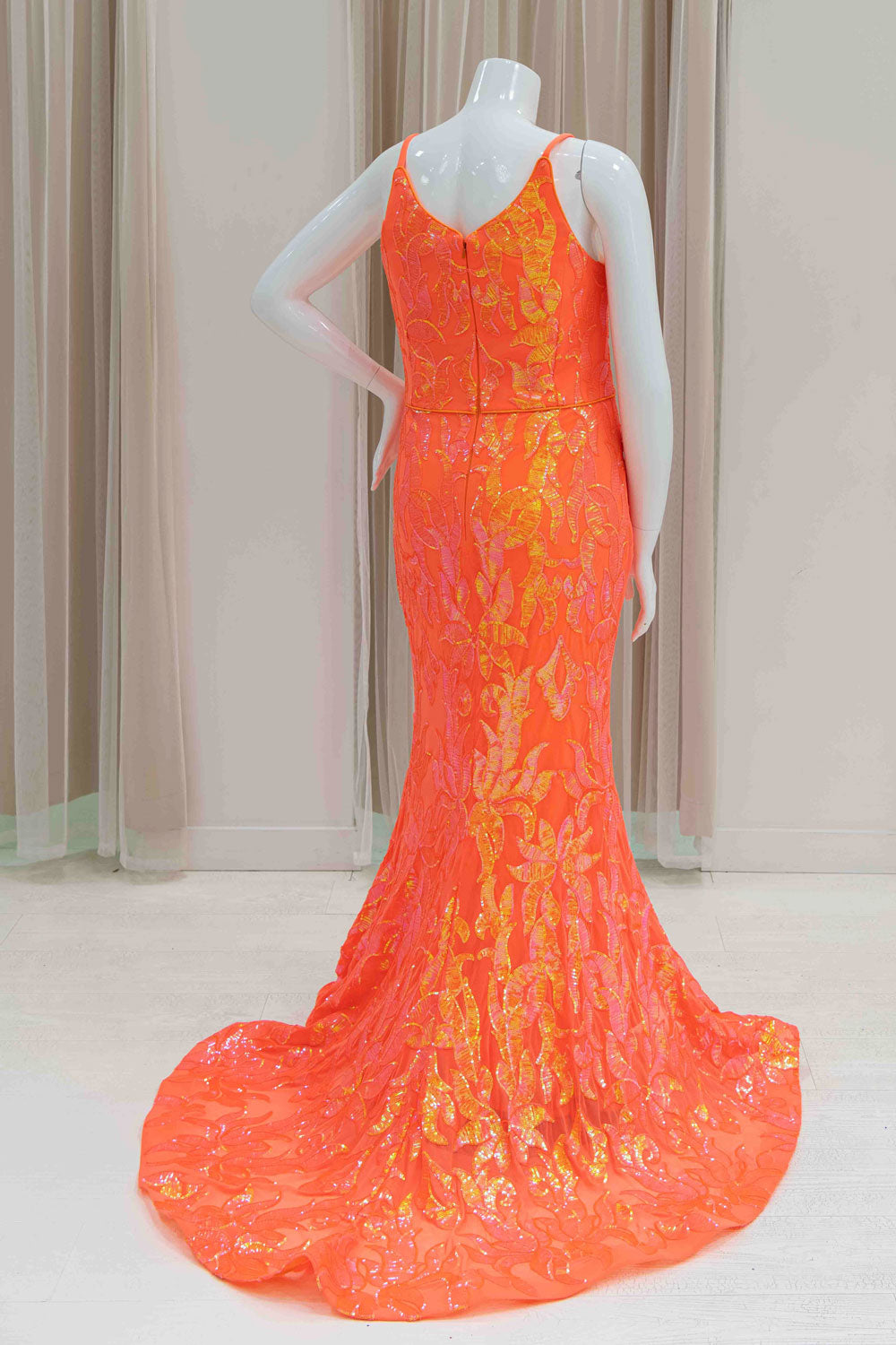Neon Orange Plus Size Pageant Dress