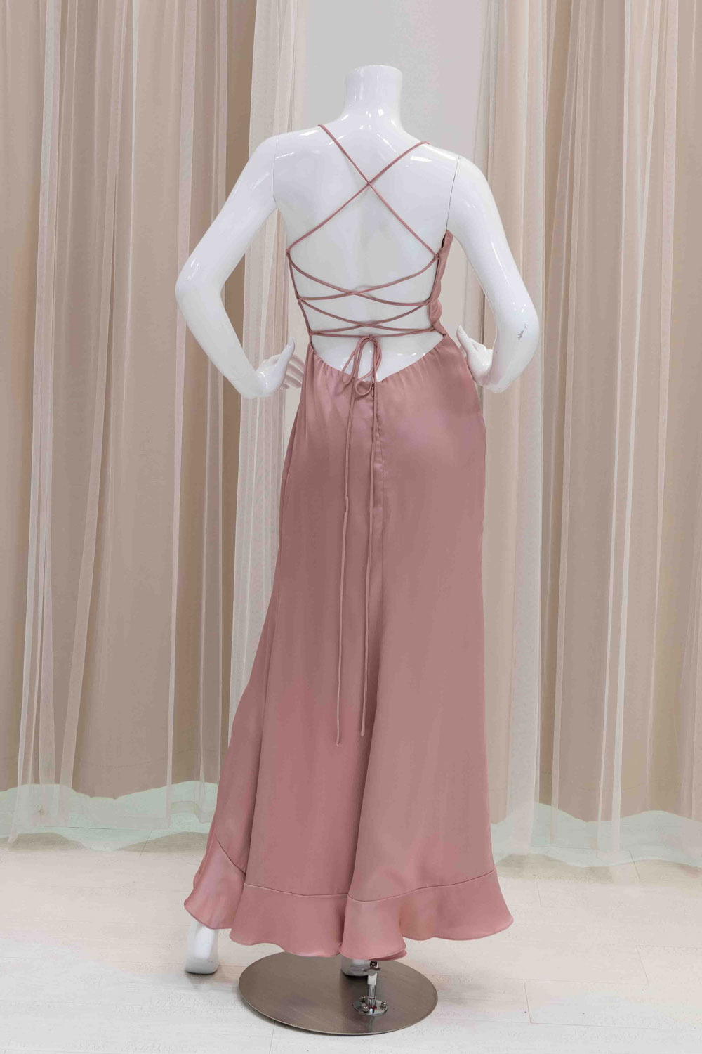 Simple Elegant Satin Dress in Pink
