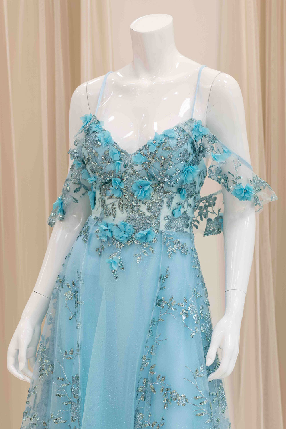 Sparkly Off Shoulder Prom Dress with Slit