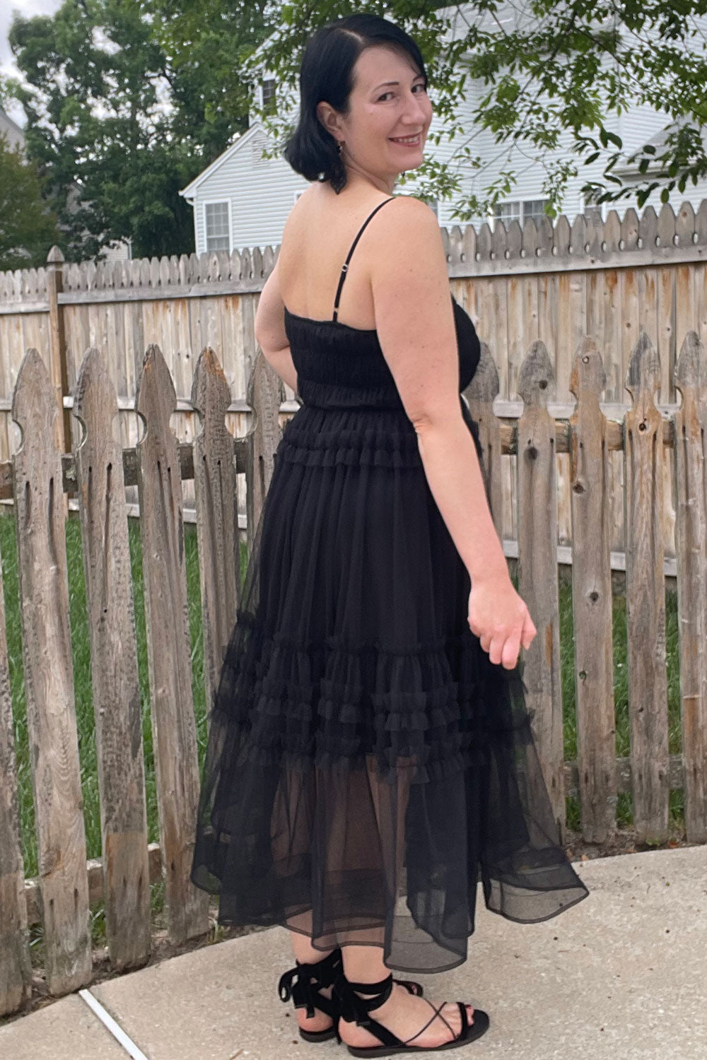 Black Tulle Ruffle Dress