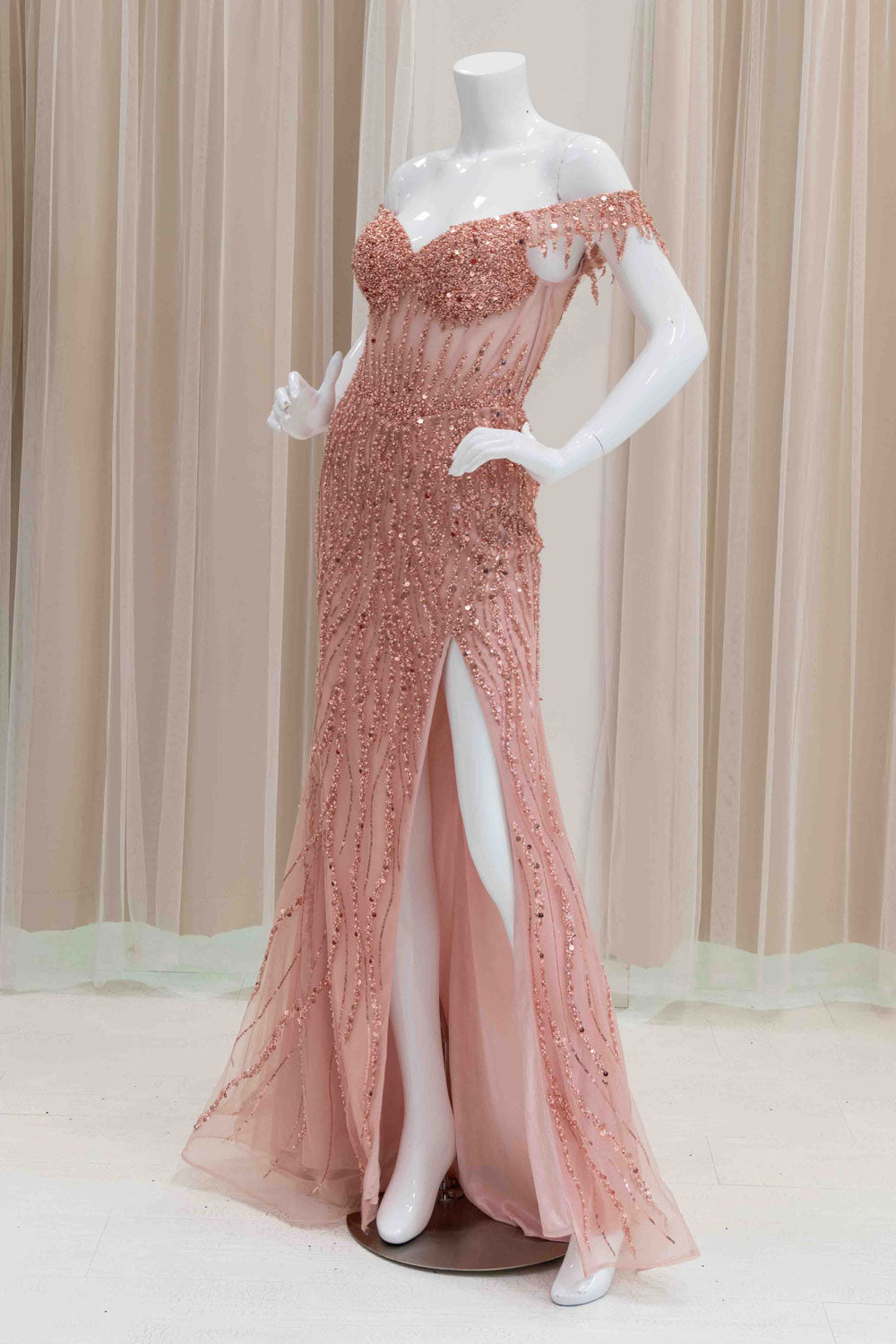 Elegant Rose Gold Prom Dress