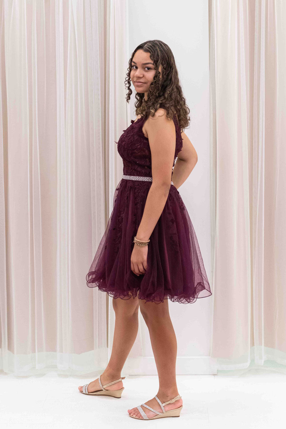 Short Fit and Flare 8Th Grade Dance Dress in Burgundy