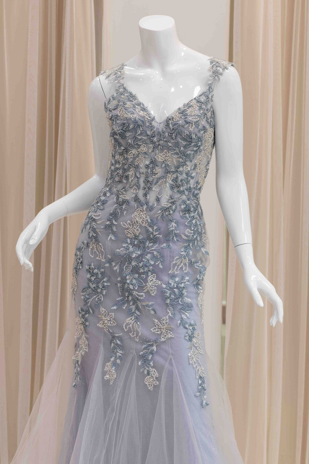 Spring wedding Mother of the Bride Evening Gown in Silver