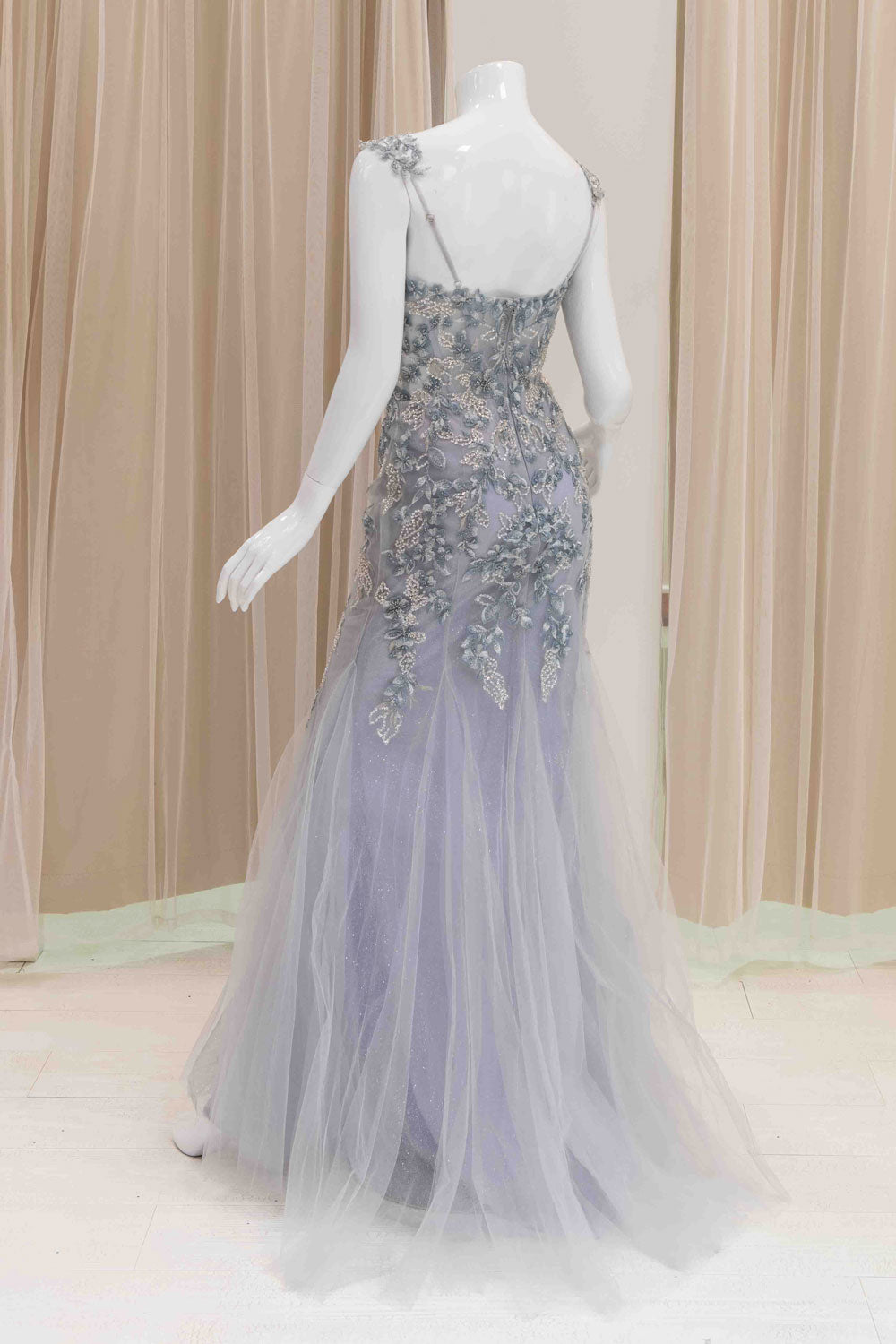 Tulle Mermaid Enchanted Evening Gown in Light Grey