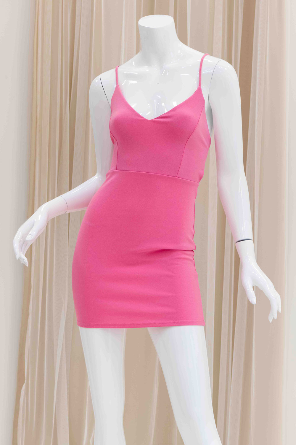 Hot Pink Crepe Mini Dress