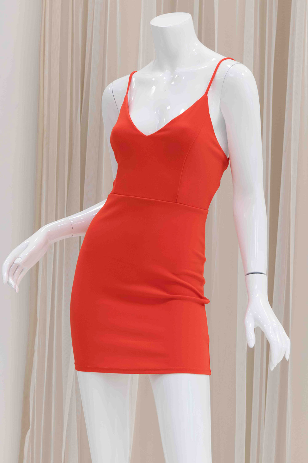 Orange Crepe Simple Mini Dress