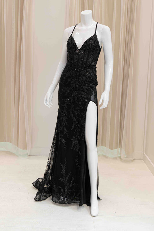 Glitter Evening Gown in Black