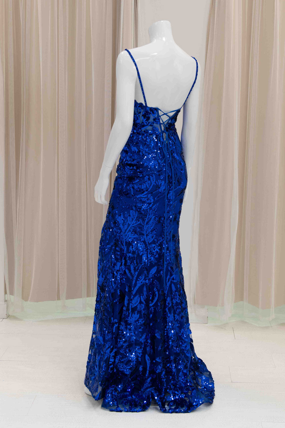 Sequin Evening Gown in Royal Blue