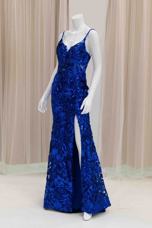 Royal Blue Sequin Evening Gown 