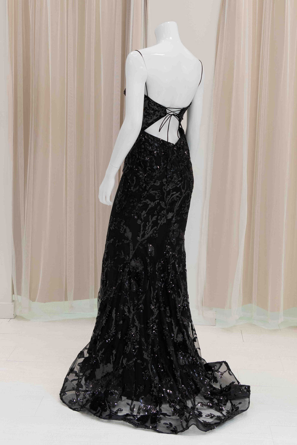 Black Sequin Elegant Prom Dress