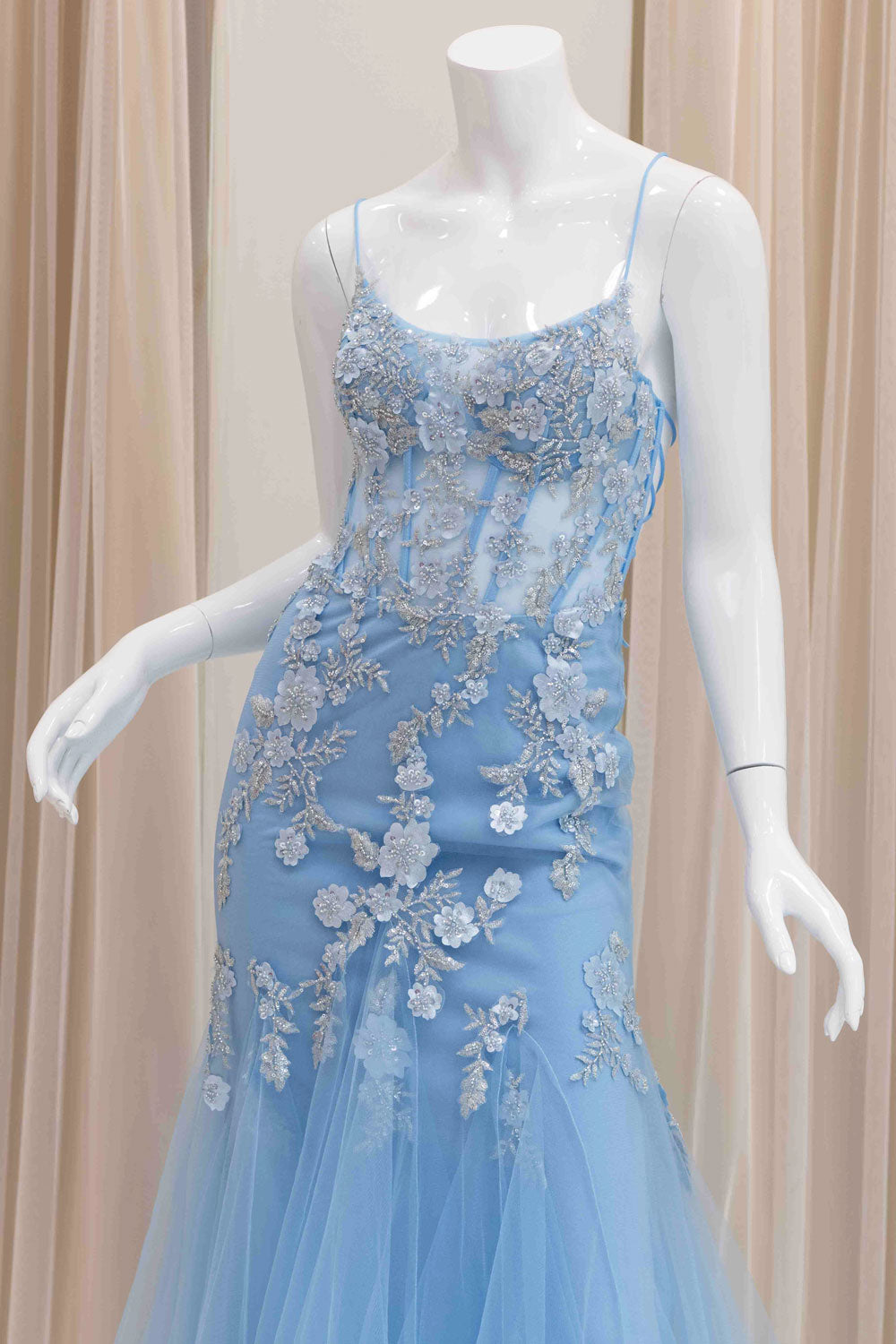Light Blue Romantic Mermaid Prom Dress