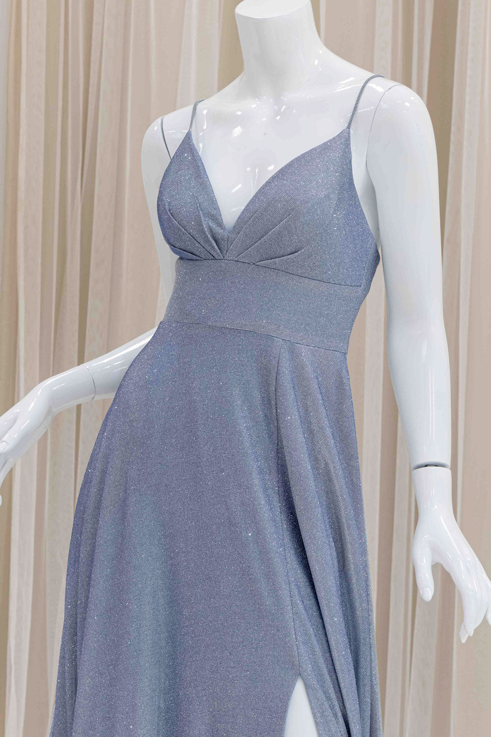 Simple Glitter Prom Dress in Light Blue