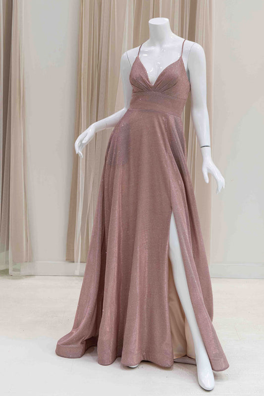 Mother Of Quinceanera Glitter Rose Gold Dress
