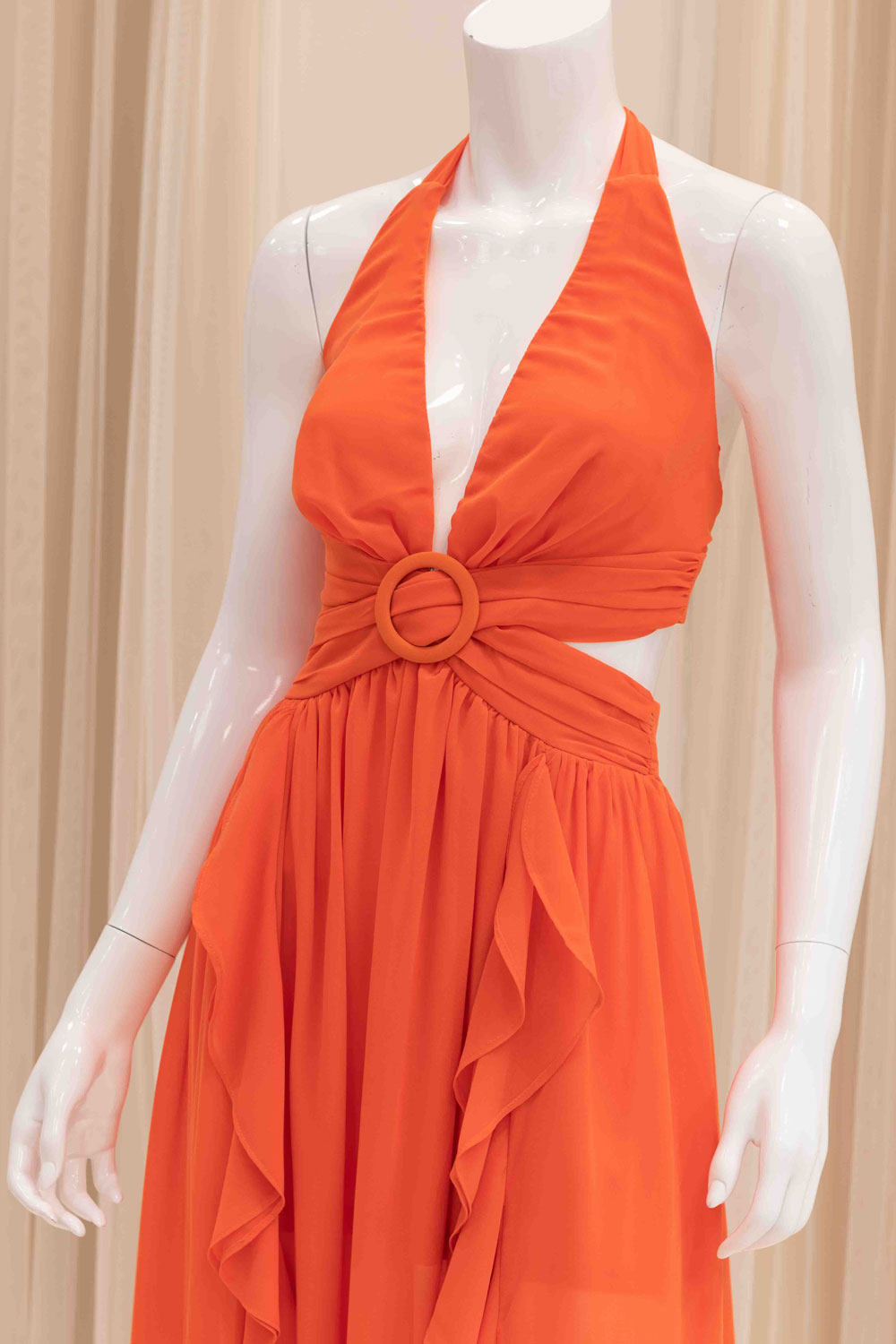 Chiffon Summer Maxi Dress in Orange