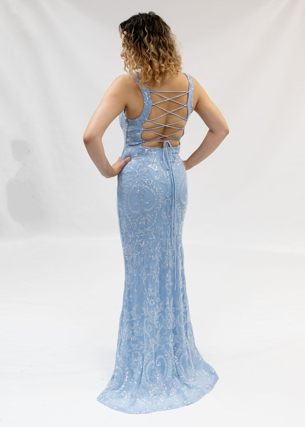 Light Blue Simple Prom Dress