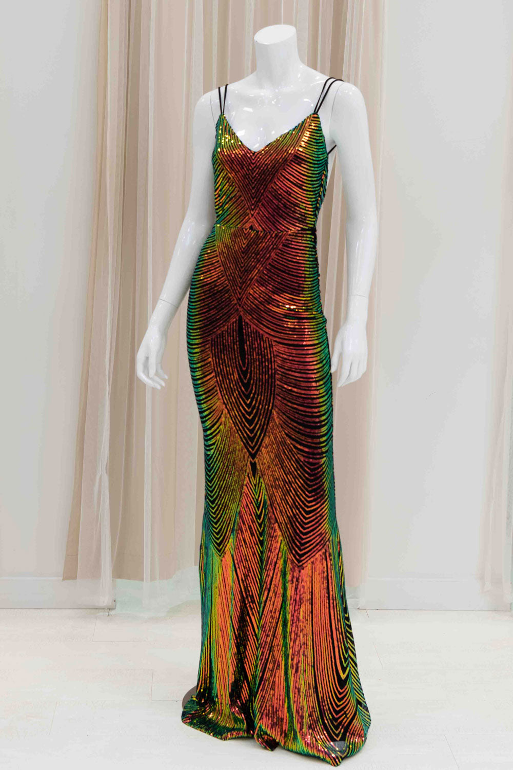 Iridescent Black Stretchy Tight Evening Gown