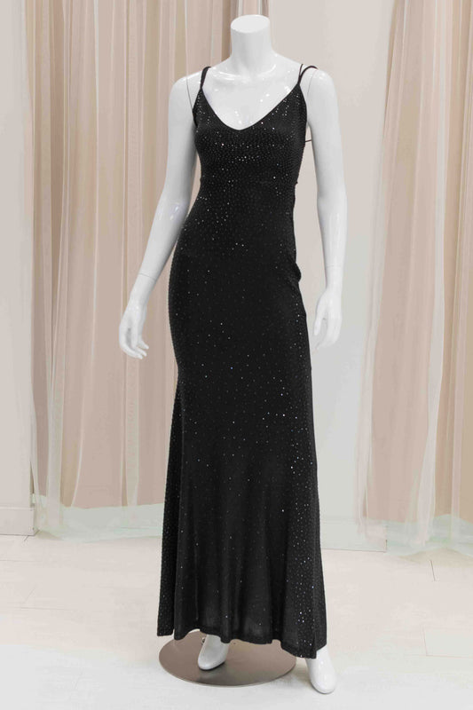 Simple Studded Evening Gown in Black