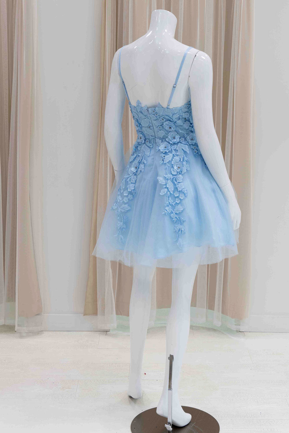 Light Blue Short Fit and Flare Party Dress for Graduation