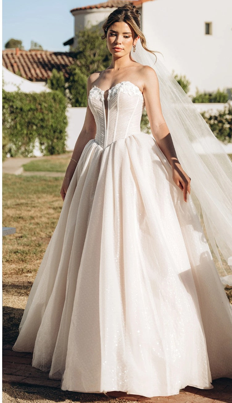 Magda Strapless Wedding Gown in White