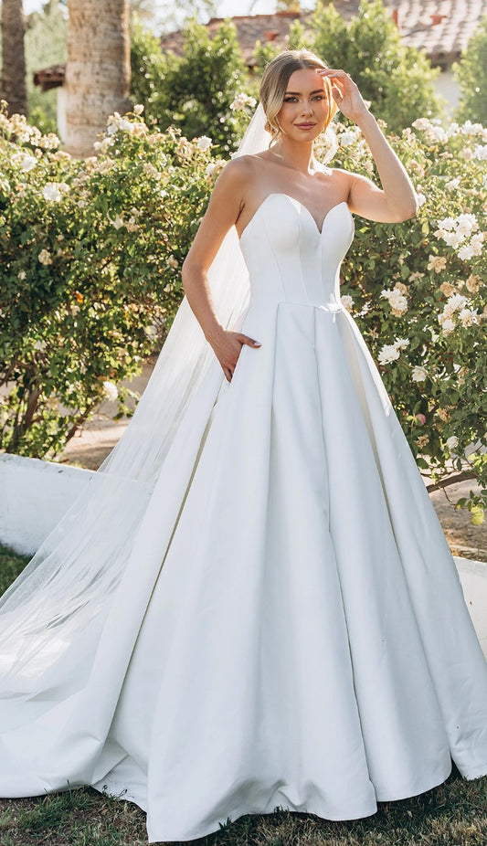 Alma Strapless Wedding Gown in White