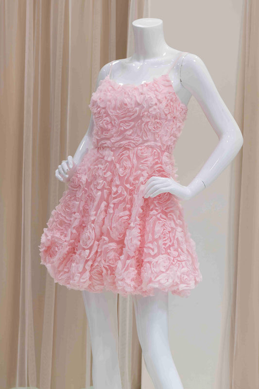 Light Pink Rosette Fit and Flare Dress