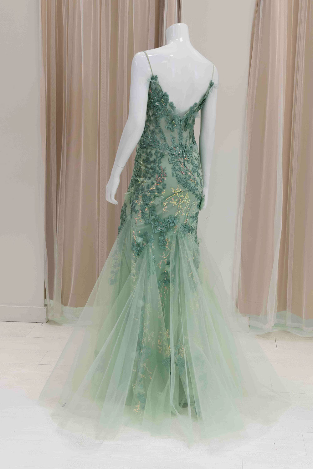 Enchanted Mermaid Evening Gown in Sage Green
