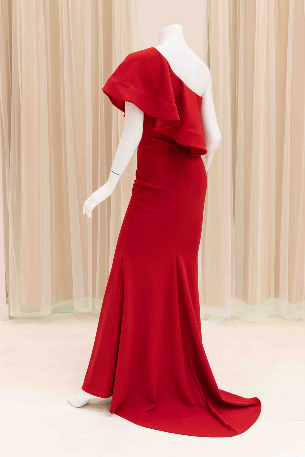 Alcia One Shoulder Evening Gown in Red