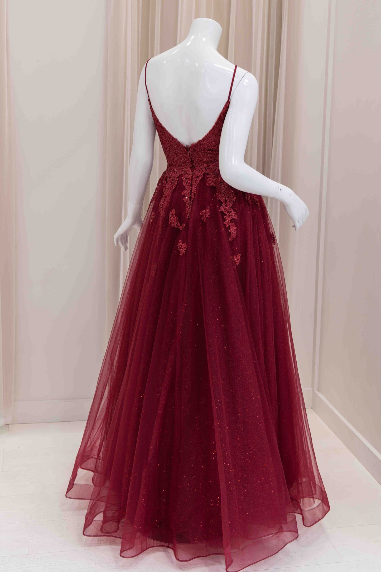 Alexandria Tulle Ball Gown in Burgundy