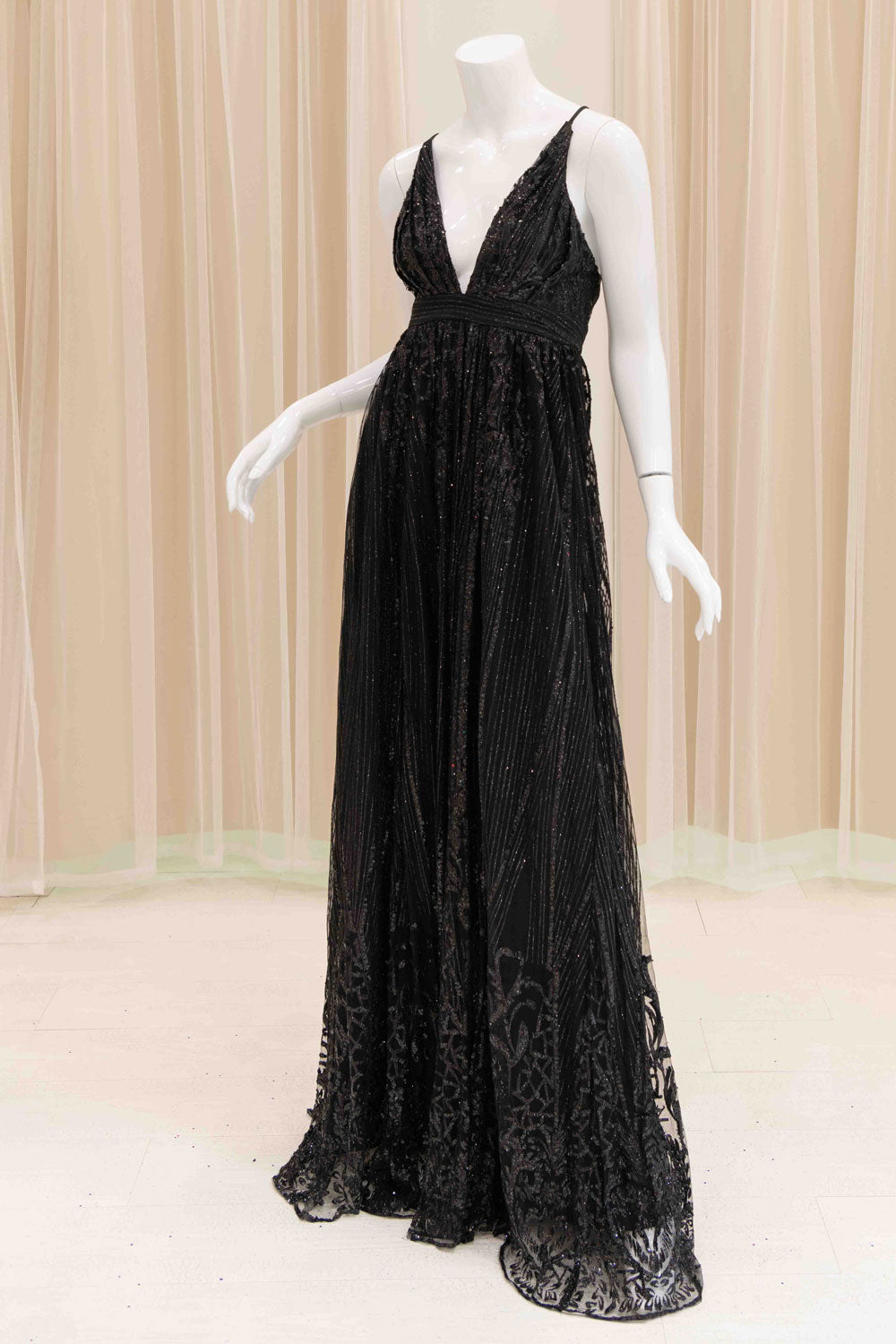 Aliah Marie Glitter Ball Gown in Black