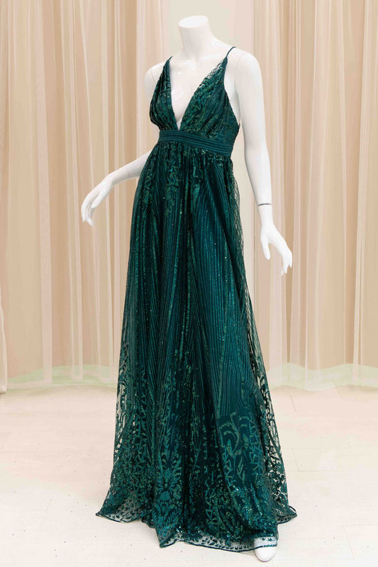 Aliah Marie Glitter Ball Gown in Green